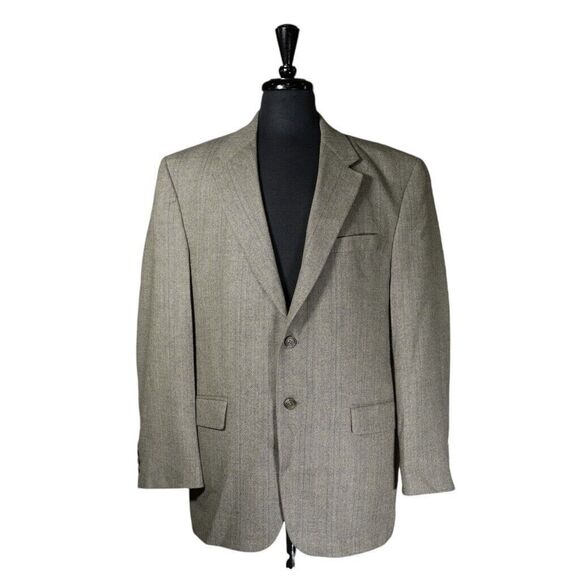 Ralph Lauren Mens Blazer Herringbone Wool Green Lined Suit Jacket Sport Coat 42R